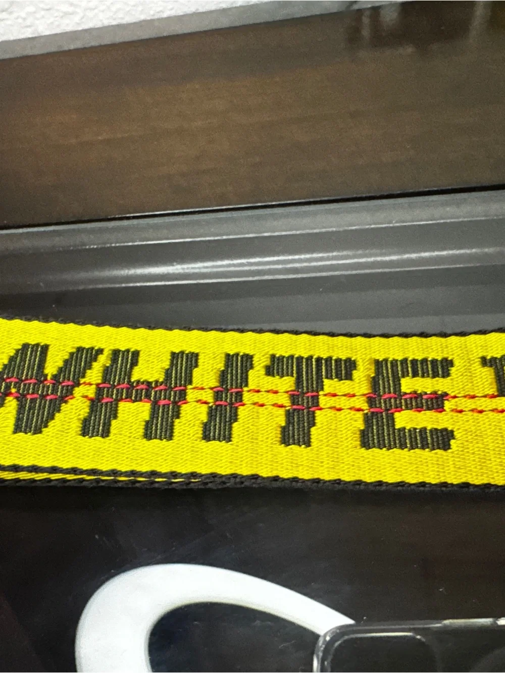Off-White Yellow Industrial Webbing Belt with Black Logo